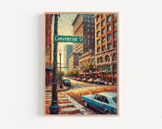 Wall Art Baton Rouge Convention St Print – Louisiana Travel Poster & Gift, Unique State Artwork