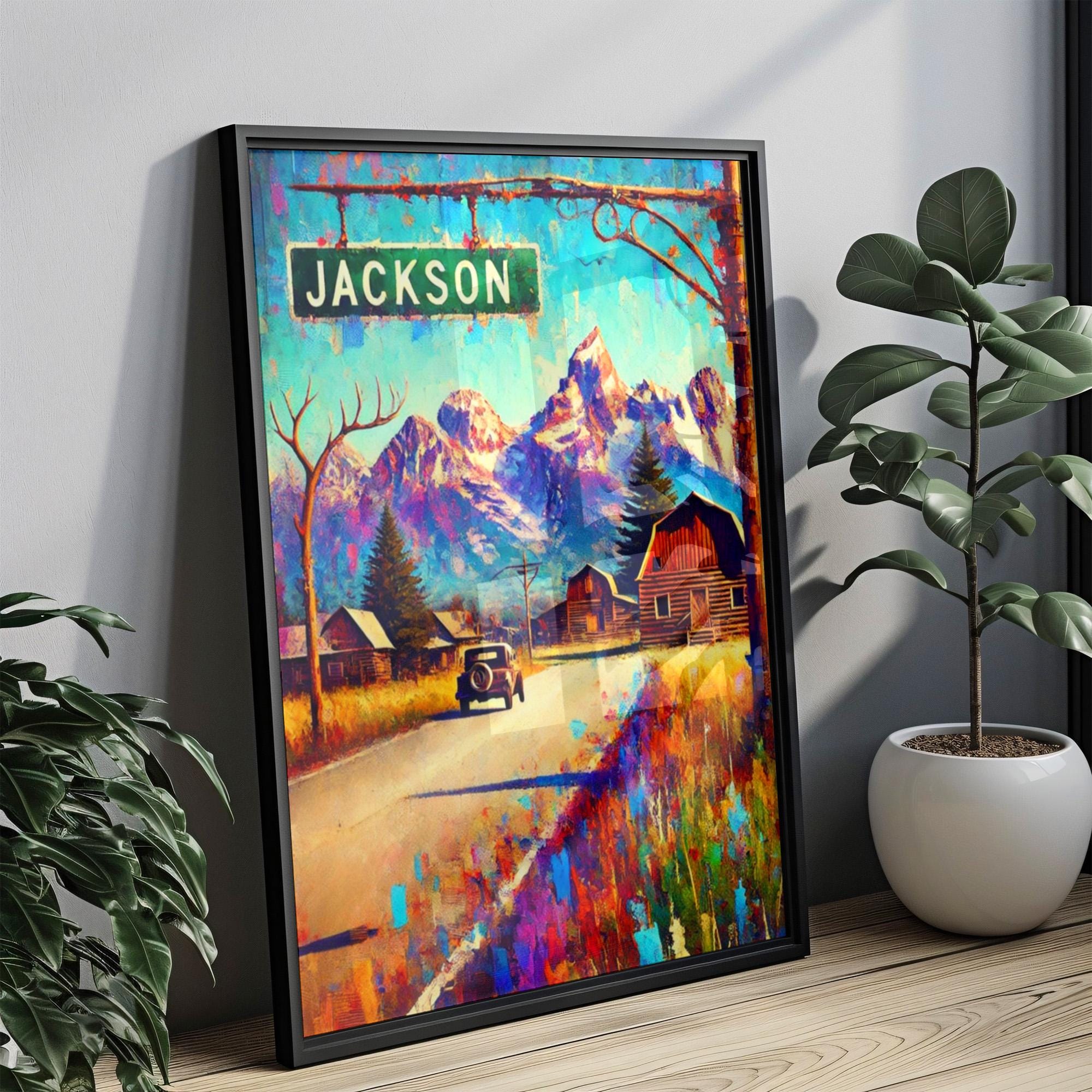 Jackson Print Rustic - Wyoming, USA