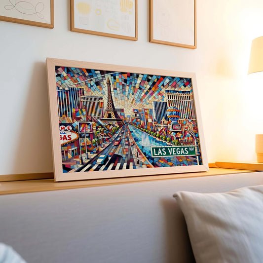 The Strip Print Las Vegas Wall Art Travel Poster Nevada Gift Housewarming Decor Cityscape Illustration