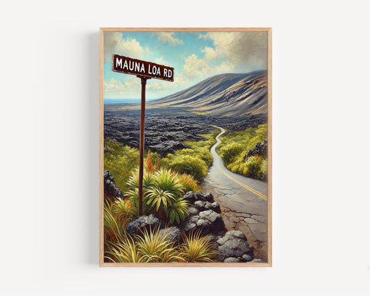 Mauna Loa Rd Wall Art - Hawaii Travel Print, Mauna Loa Road Poster, Tropical Decor, Housewarming Gift, American Art, Hawaii Gift Idea
