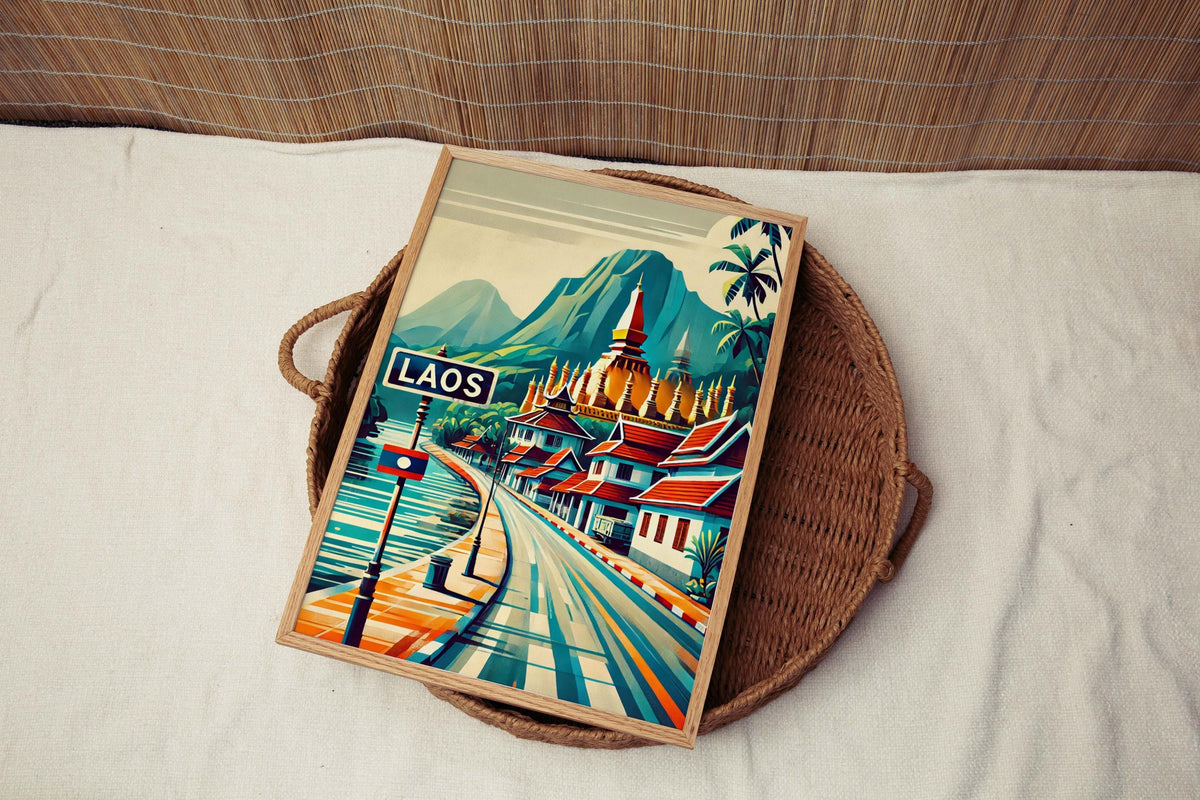 Laos Poster Beautiful Asian Artwork - Laos