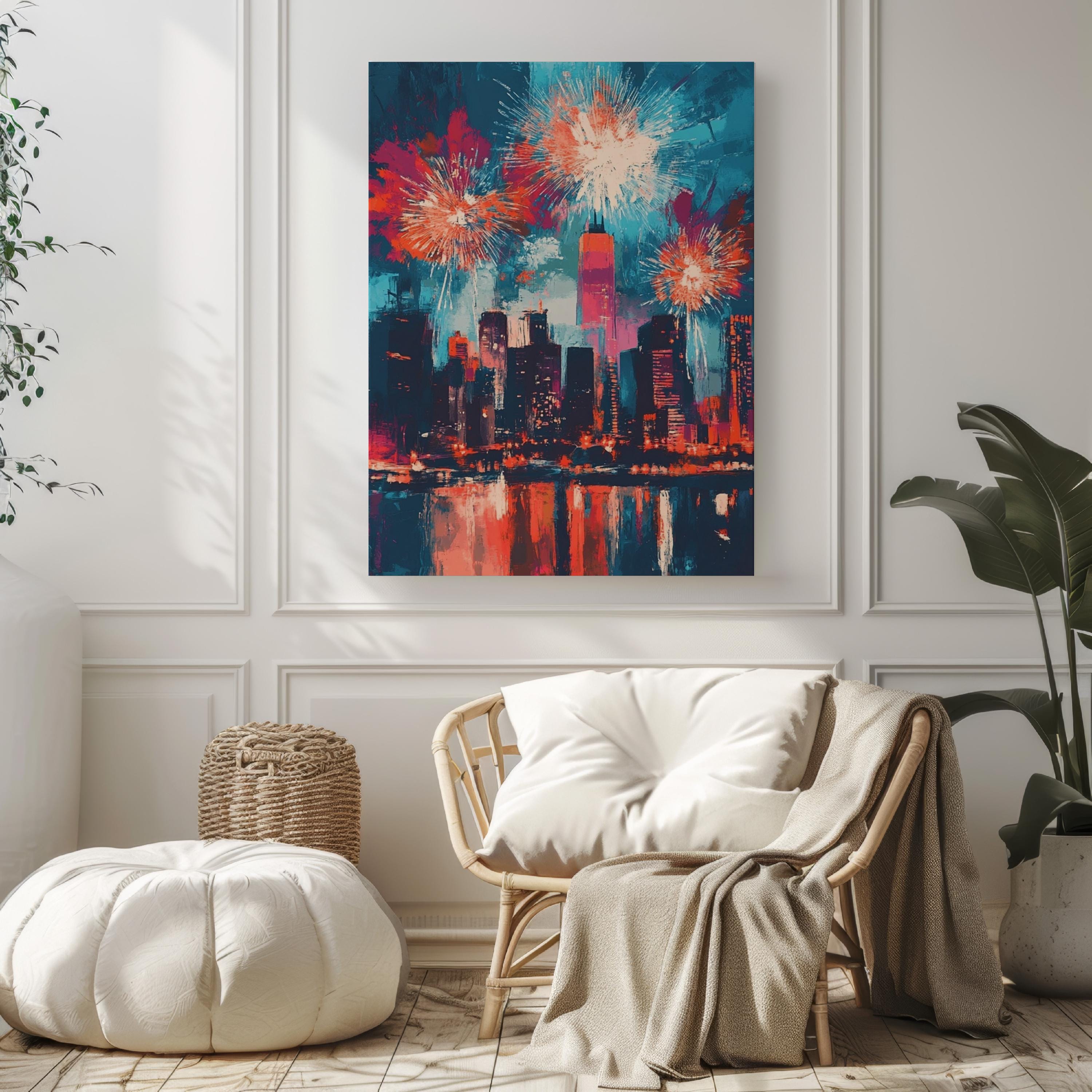 Patriotic NYC Skyline | Abstract Wall Art | Patriotic Wall Art | USA Poster | United States | American Independence Artwork for Home Decor