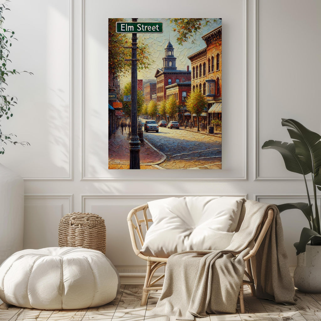 Elm Street Cityscape Print - Manchester, New Hampshire, USA