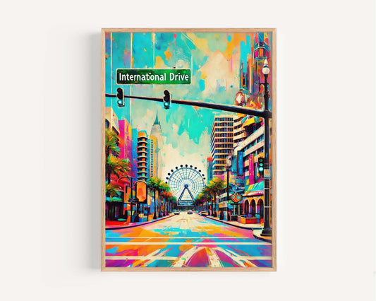 International Drive Wall Art Print, Orlando Florida Travel Poster, Housewarming Gift, Florida Art Decor, International Drive Travel Print