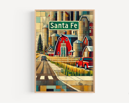 New Mexico Wall Art Santa Fe Print Travel Poster New Mexico Gift USA Souvenir Housewarming Decor