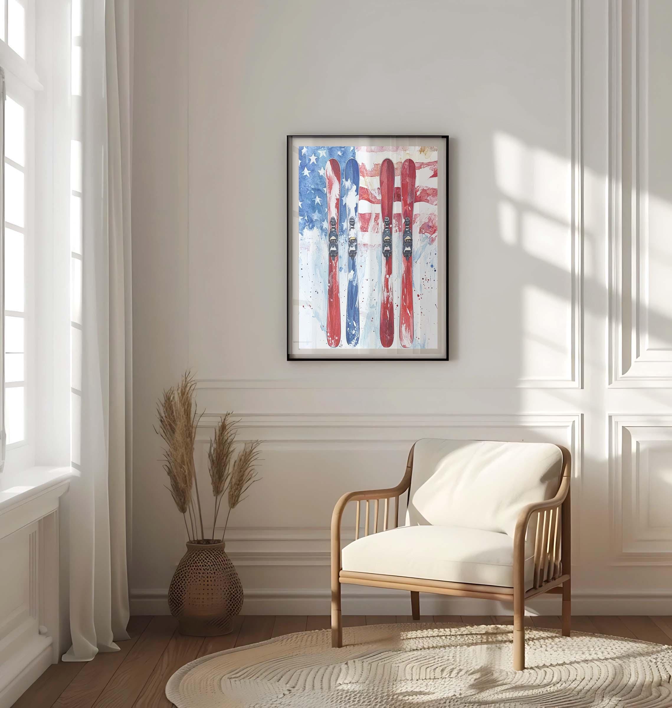Skiing Wall Art Patriotic - United States