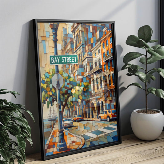 Bay Street Wall Art Savannah Print Georgia Art Travel Poster Personalized Gift | Elegant Home Decor Souvenir, Cityscape, Travel Keepsake