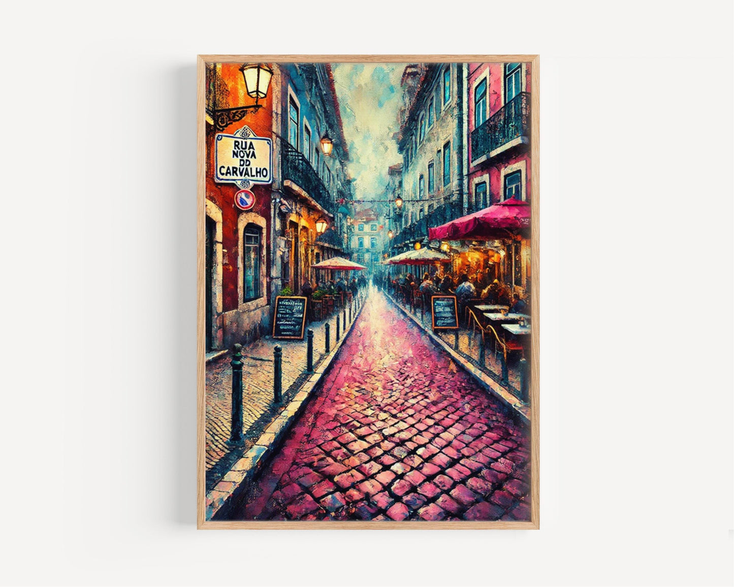 Rua Nova do Carvalho Wall Art, Lisbon Print, Portugal Decor, Pink Street Travel Poster, European Cityscape, Gift for Travelers, Home Decor