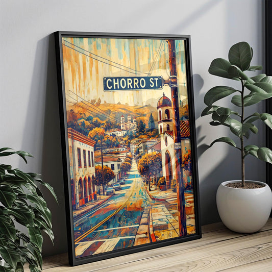 San Luis Obispo Chorro St Wall Art, California Travel Print & Housewarming Gift, San Luis Obispo Street Poster, Cali Home Decor