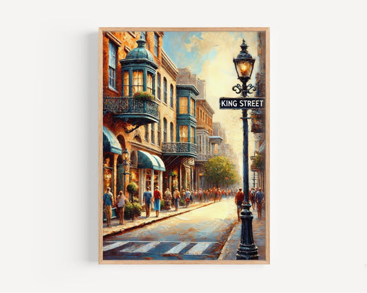 Charleston King St Wall Art Print - South Carolina Travel Poster & Housewarming Gift Decor