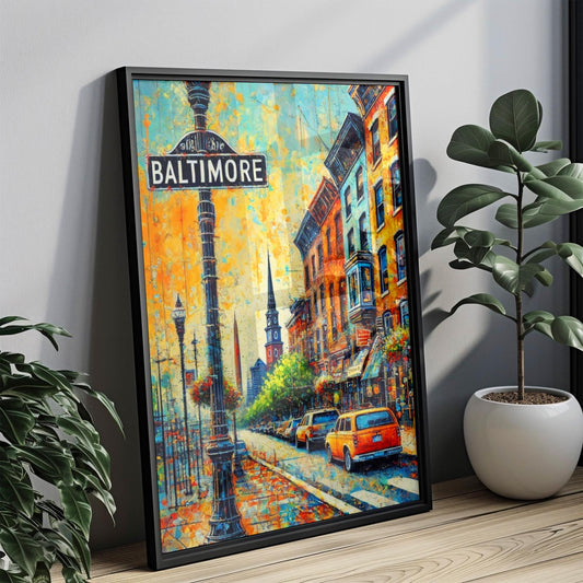 Decor Baltimore Wall Art Print, Maryland Travel Poster & USA City Skyline, Housewarming Gift, Maryland Home Decor