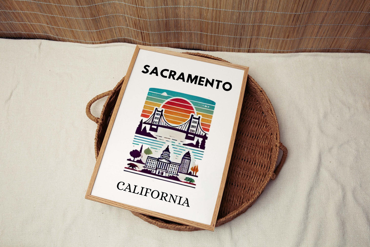 Sacramento Print California Wall Art Travel Home Decor Housewarming Gift College Dorm Room CA Map Poster