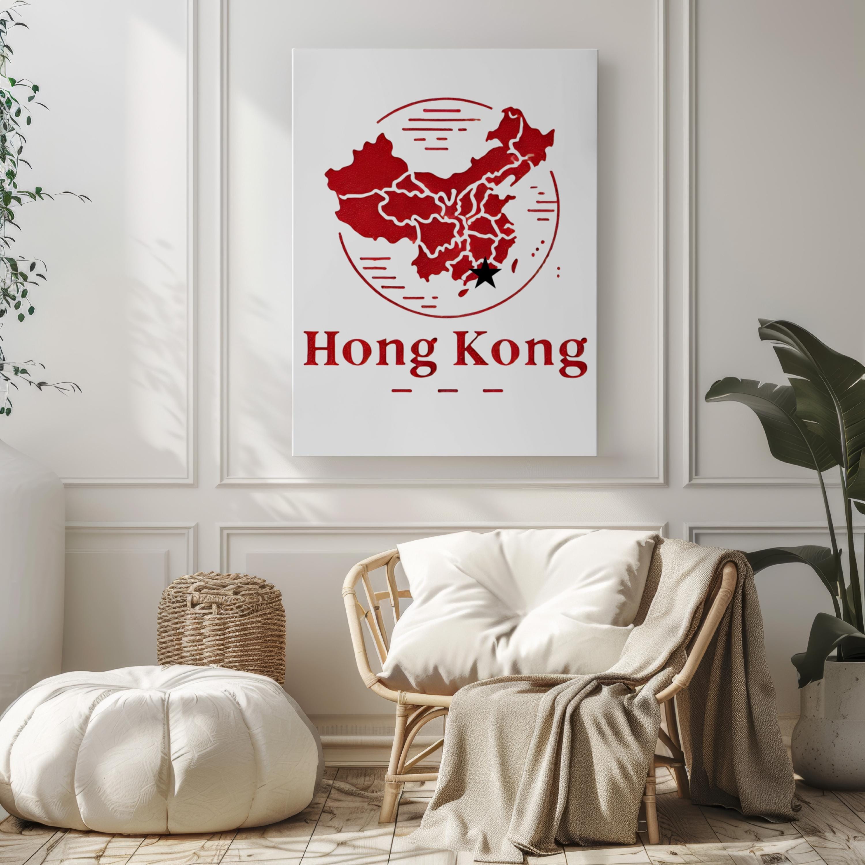 China Wall Art Hong Kong Print Travel Decor, Modern China Gift & Housewarming Artwork for Home, Unique Asian Cityscape Poster