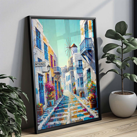 Mykonos Art: Stylish Greek Wall Art Print, Travel Poster, Housewarming & Greek Gift, European Decor, Mykonos Artwork for Home or Office