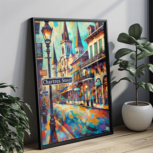 New Orleans Chartres St Wall Art - Louisiana Travel Print, New Orleans Poster, Housewarming Gift, Louisiana Art, City Street Map Decor