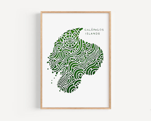 Ecuador Galapagos Islands Wall Art Print – Travel Decor, Housewarming Gift, Unique Ecuadorian Map Home Decor, Nature & Wildlife Artwork