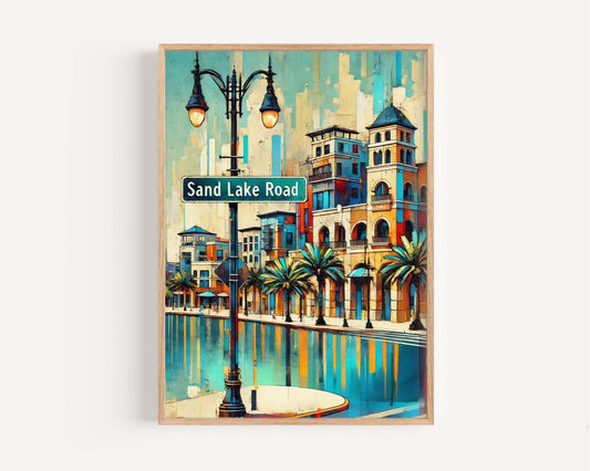 Sand Lake Road Print - Orlando Florida Art, Travel Poster Wall Art, Florida Gift & Housewarming Decor