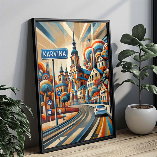 Karvina Art Wall Print - Czech Republic Travel Poster, City Gift & Housewarming Decor, Karvina Map Artwork, Modern Czech Republic Art