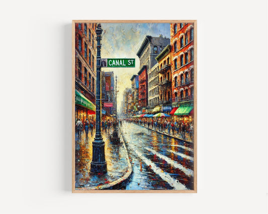 Manhattan Canal St Wall Art - New York City Travel Print, Urban Home Decor, Housewarming Gift & NYC Street Poster