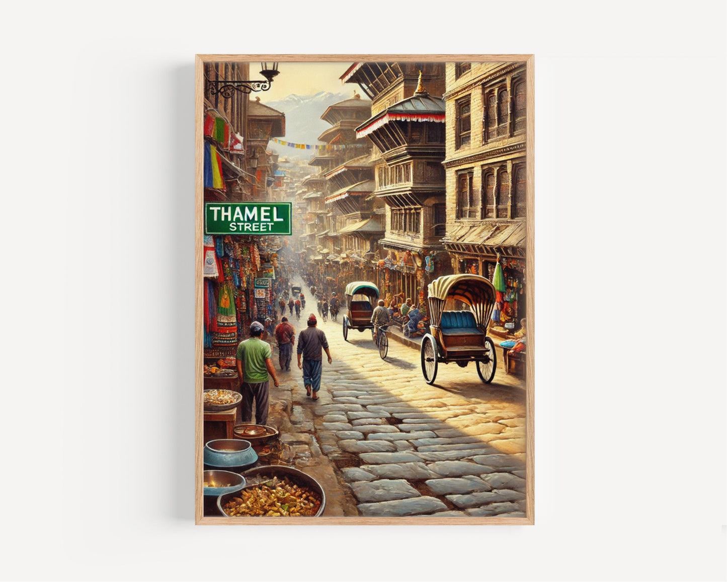 Kathmandu Nepal Art Print: Thamel Street Travel Poster