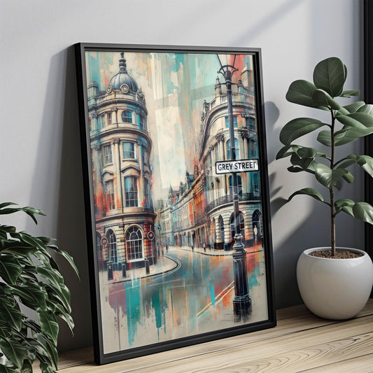 Grey Street Wall Art Newcastle Print, UK Travel Poster, Grey Street Print, Housewarming Gift, United Kingdom Decor, UK Art