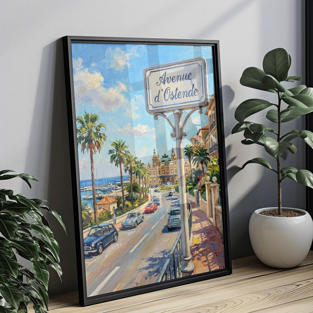 Avenue d'Ostende Wall Art Print: Monte Carlo Monaco Travel Poster