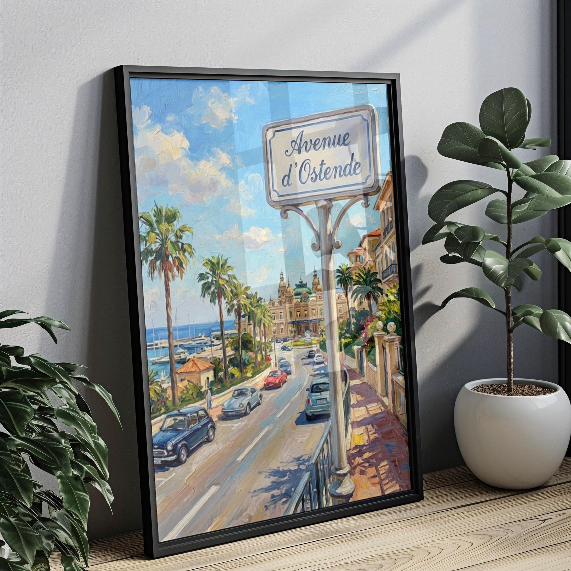 Avenue d'Ostende Wall Art Print: Monte Carlo Monaco Travel Poster