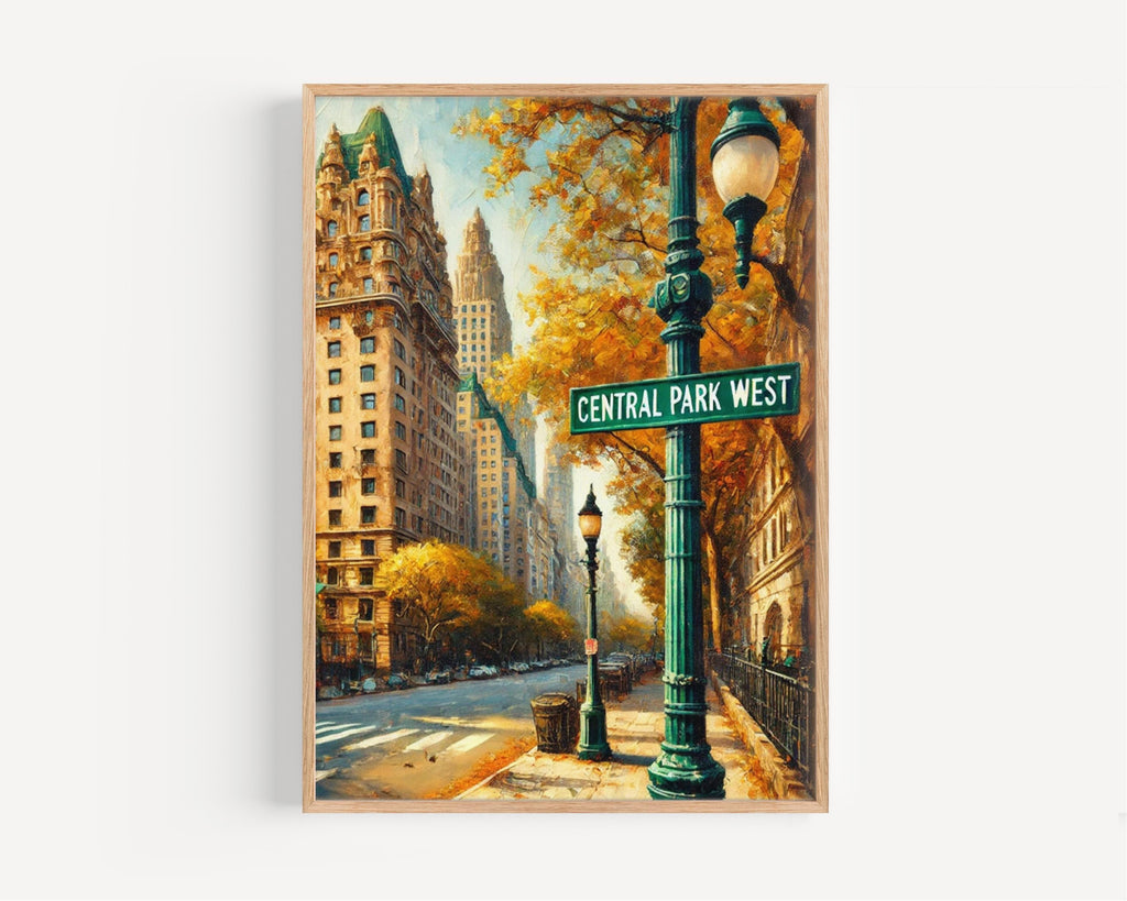 Central Park West Street Sign Print: Manhattan New York City Travel Poster