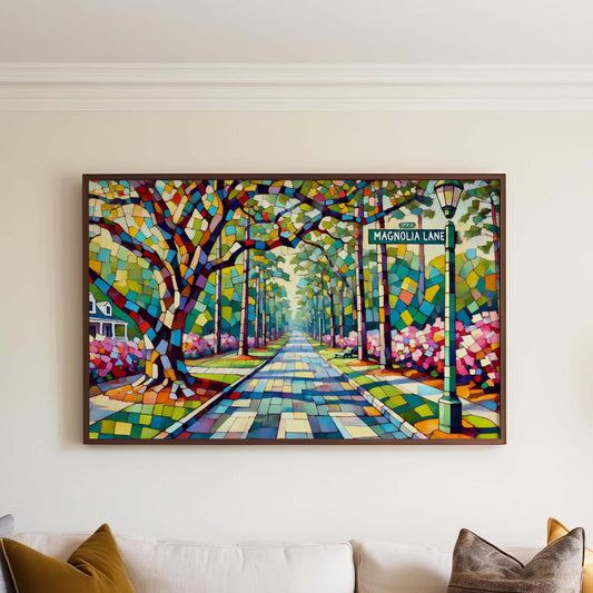 Magnolia Lane Wall Art - Augusta Georgia Print, Travel Poster, Southern Housewarming Gift, Magnolia Lane Decor, GA Vintage Style Artwork