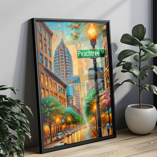 Peachtree Street Wall Art Atlanta Print Georgia Art Travel Poster City Gift Travel Souvenir Modern Cityscape Decor
