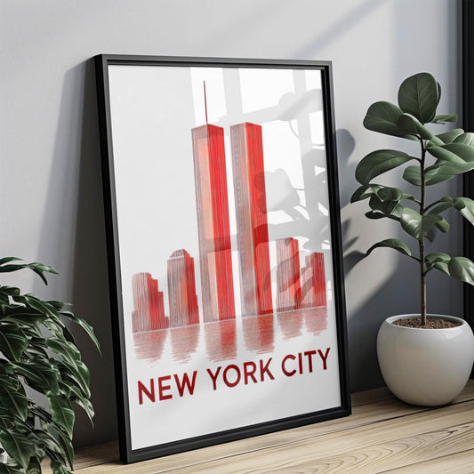 Twin Towers Wall Art Print - NYC Home Decor, New York Gift, Travel Poster, College Dorm Room Artwork, Housewarming Present