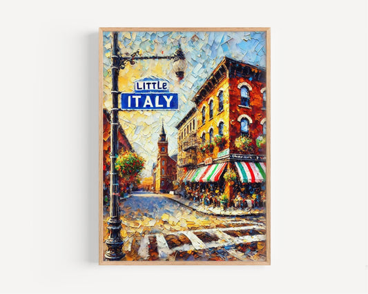 Art Little Italy Wall Print Cleveland Travel Poster Ohio Gift Home Decor USA Map