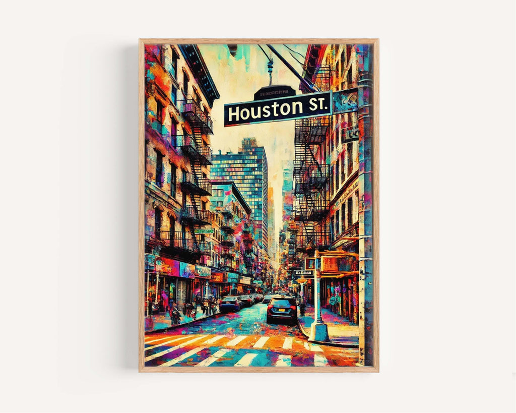 Manhattan Art Houston Street Wall Art, NYC Travel Print, New York Poster, Manhattan Gift, Housewarming & City Decor