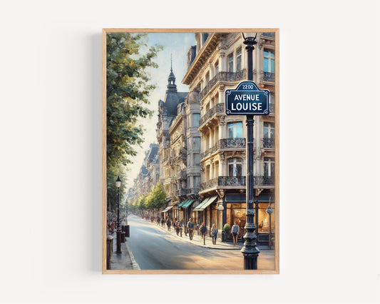 Print of Ave Louise Wall Art – Brussels Travel Poster, Belgium Souvenir, Housewarming Gift, Avenue Louise Decor, Travel Print for Home