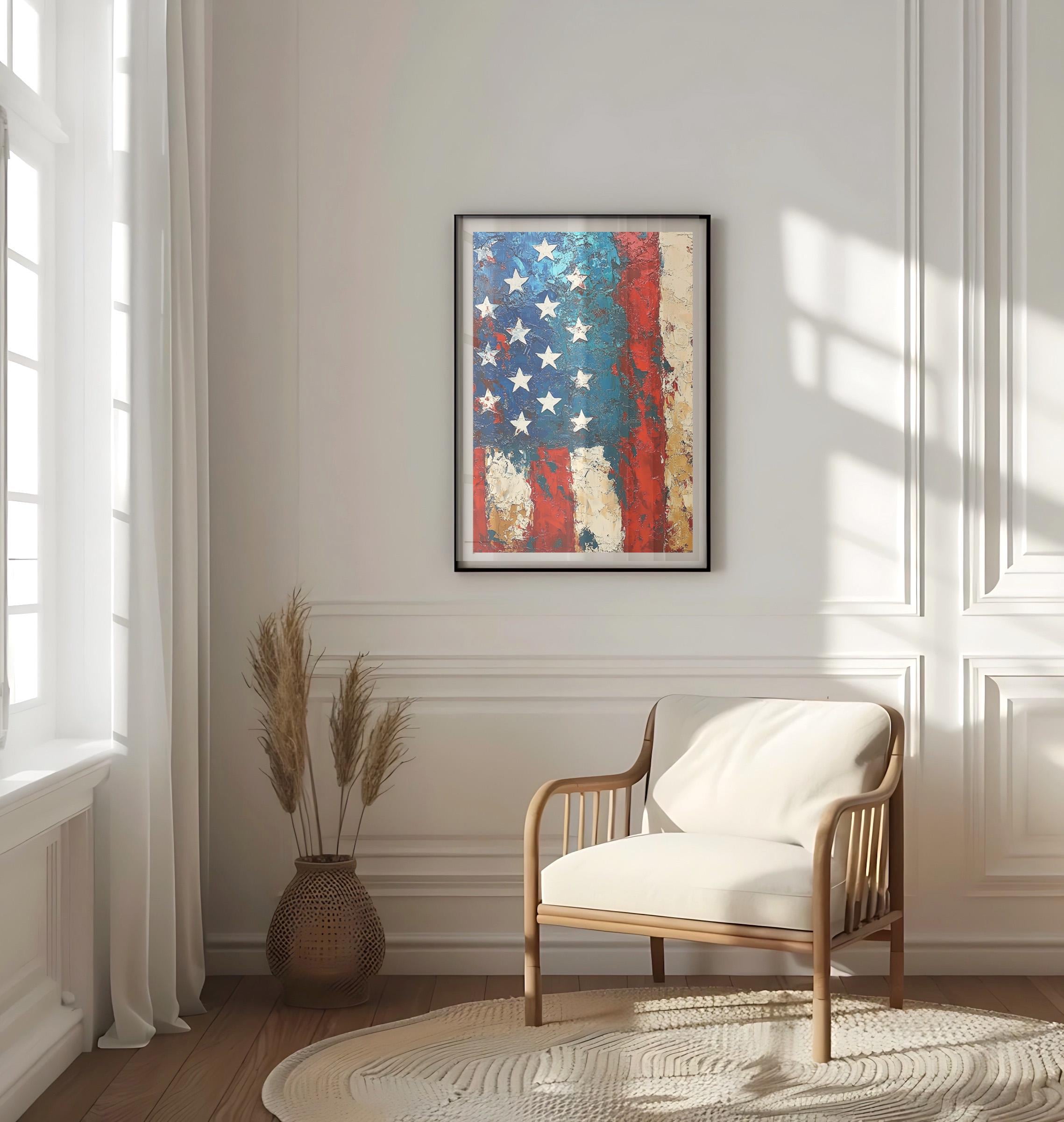 American Flag Wall Art Abstract - United States