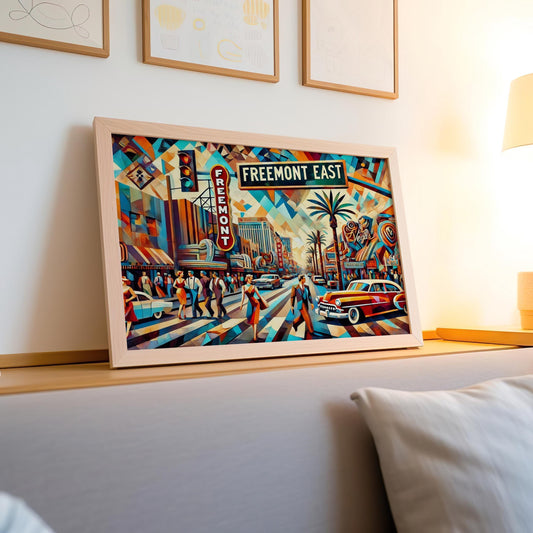 Freemont East Wall Art Las Vegas Print Travel Poster USA Gift Housewarming Decor Map Illustration