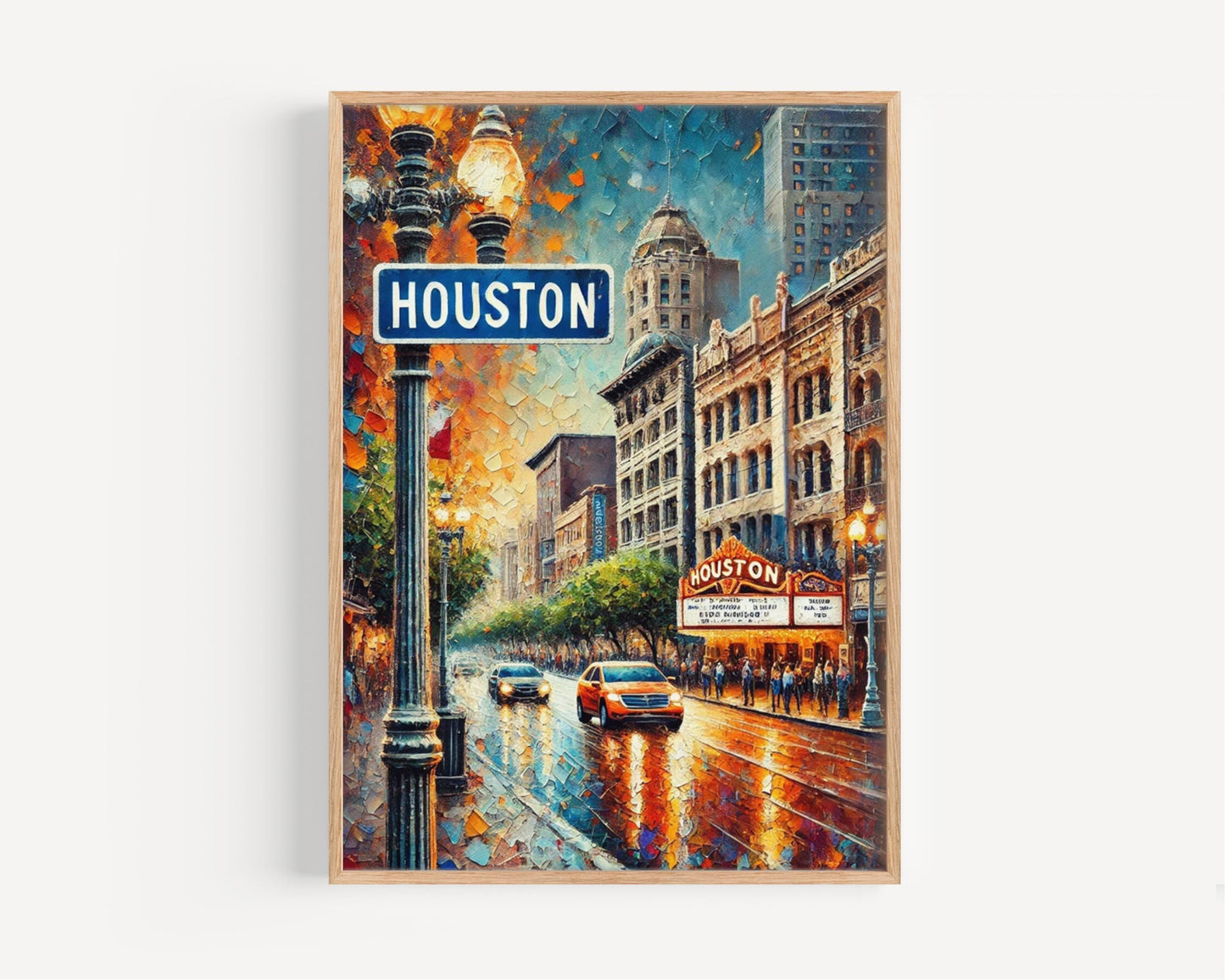 Texas Wall Art Houston & San Antonio Print Travel Poster Housewarming Gift Texas Decor Travel Print