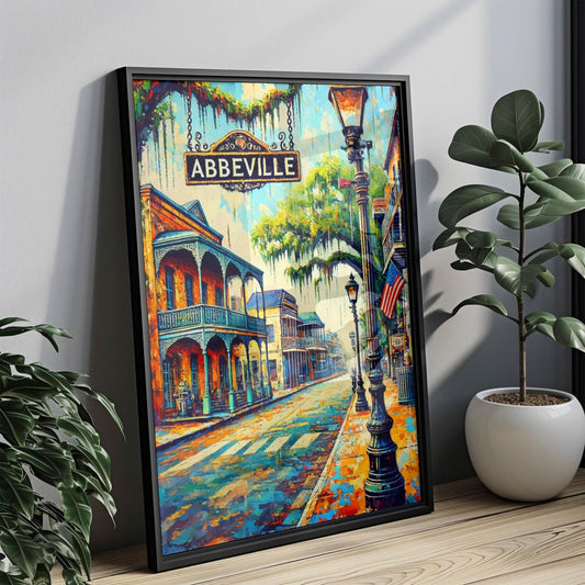 Louisiana Abbeville Wall Art Print - Travel Poster & Housewarming Gift, American Art Decor, Louisiana Gift