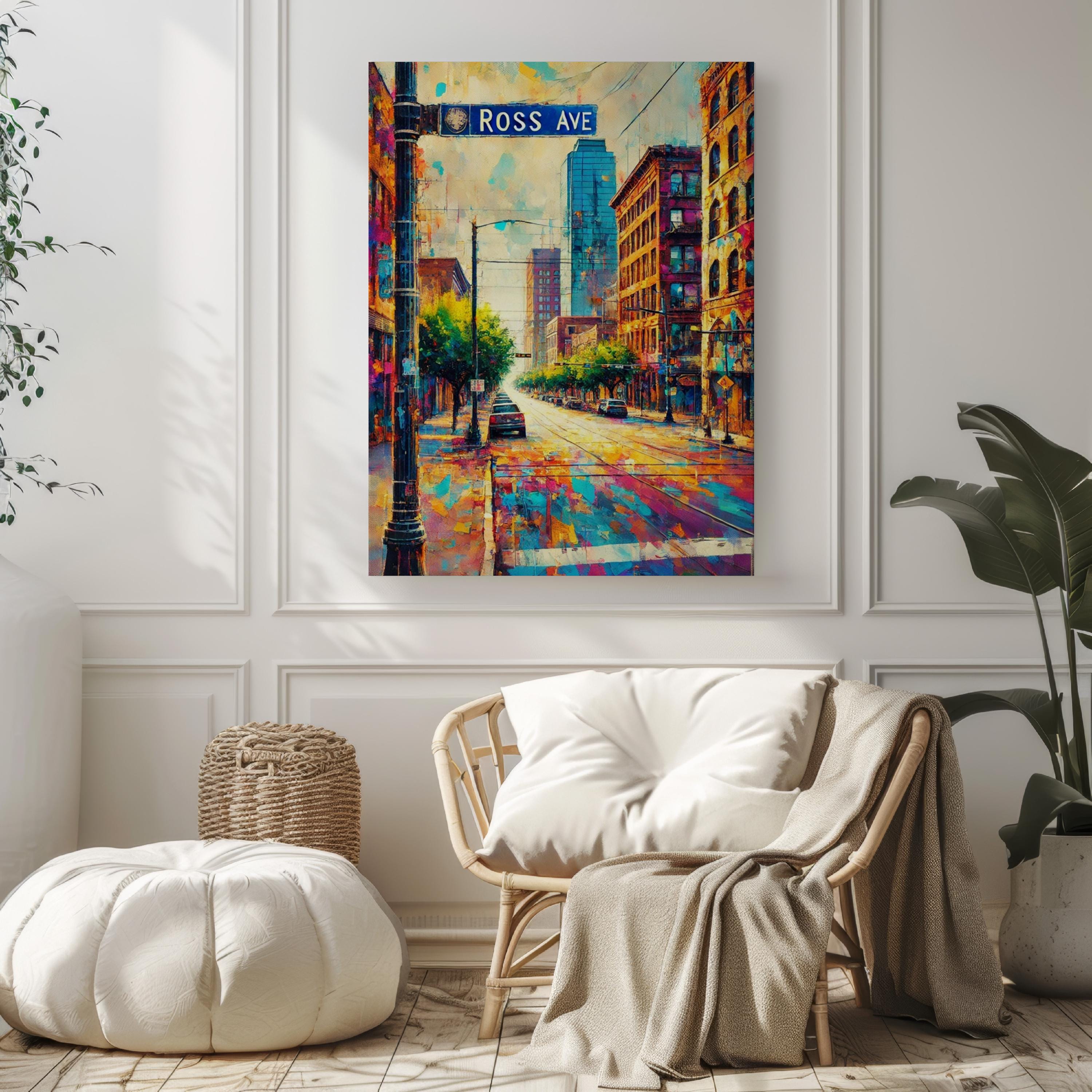 Texas Ross Ave Wall Art Print – Dallas Travel Poster And Texas Gift, Modern Wall Decor for Home & Housewarming Present