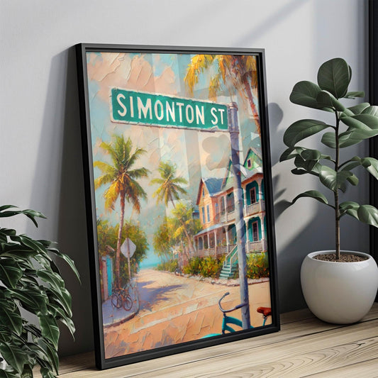 Simonton Street Wall Art | Key West Florida Print | Coastal Travel Souvenir | Tropical Home Decor | Personalized Gift | Florida Art Poster