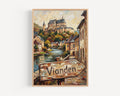Vianden Street Oil Painting Art Print: Vianden Luxembourg Travel Poster