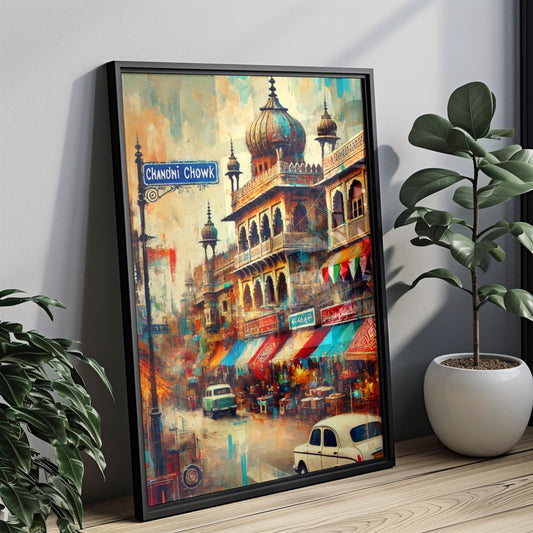Wall Art Chandni Chowk Print Delhi Travel Poster India Art Housewarming Gift Vintage Cityscape Decor