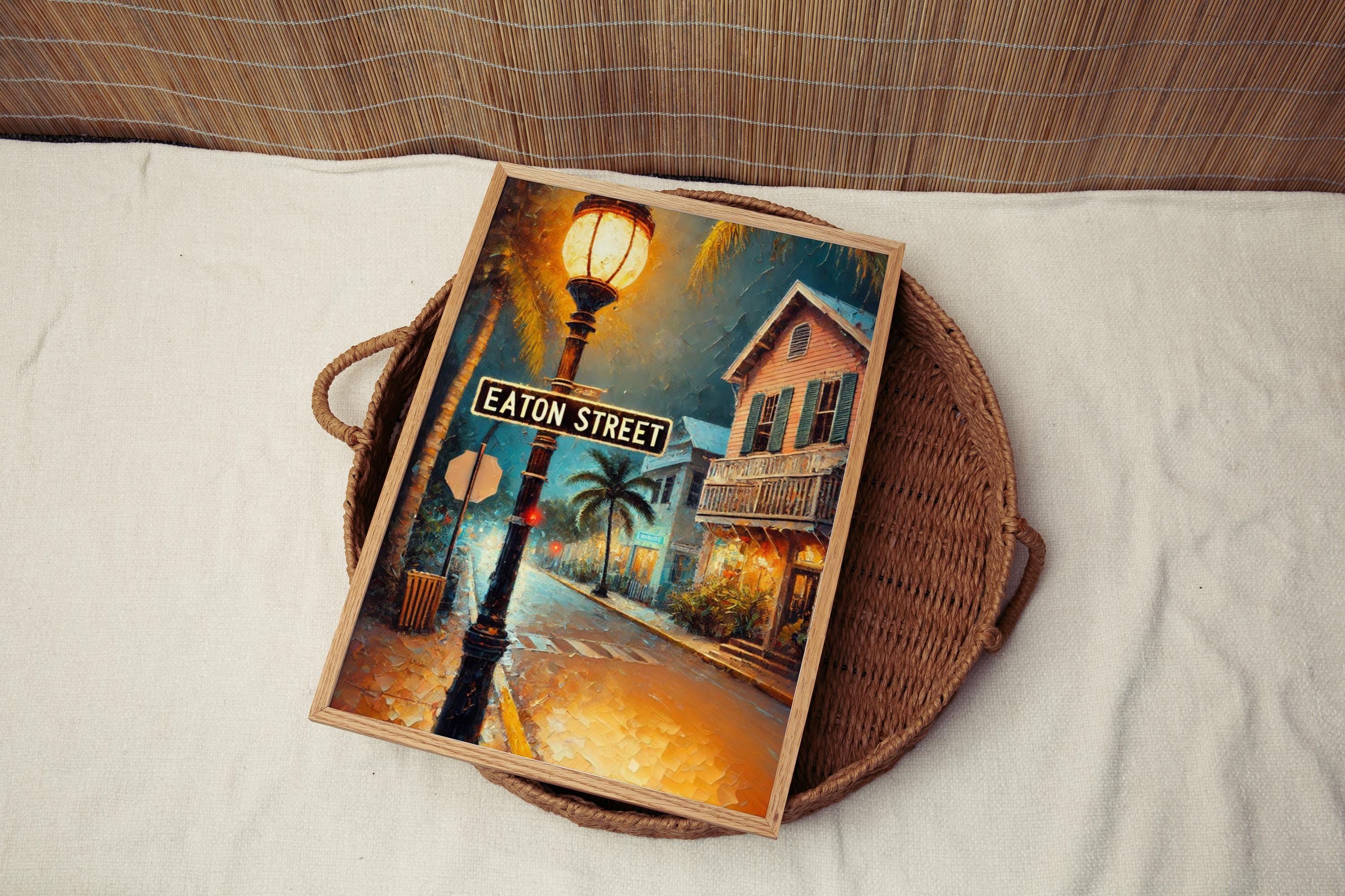 Eaton Street Oil Painting Art Print: Key West Florida Street Sign Travel Poster