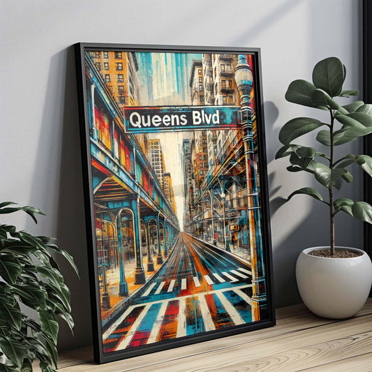 Queens Blvd Print - Queens Boulevard Wall Art, NYC Travel Poster, New York City Artwork, Housewarming Gift, Queens Gift Home Decor