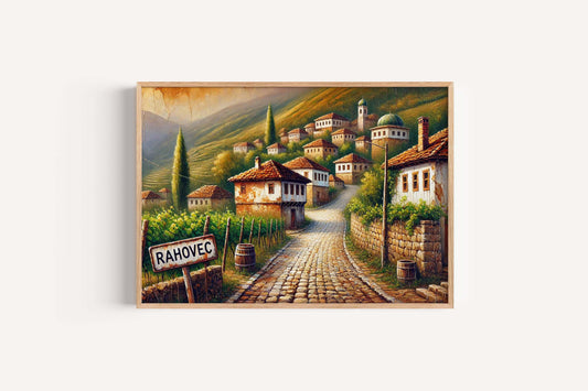 Rahovec Art Travel Print - Kosovo City Wall Art Poster, European Artwork, Housewarming Gift, Rahovec Map Illustration, Travel Decor
