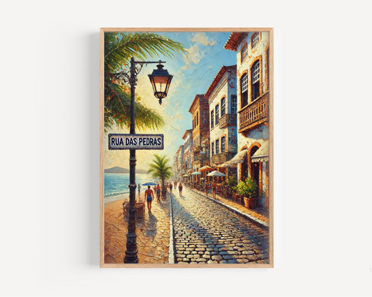 Poster Rua das Pedras Wall Art Brazil Travel Print South American Art Housewarming Gift Brazil Decor
