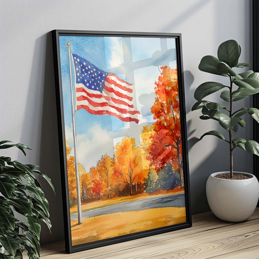 American Flag Wall Art | Patriotic USA Home Decor | United States Poster | Vintage American Flag Print for Living Room & Office