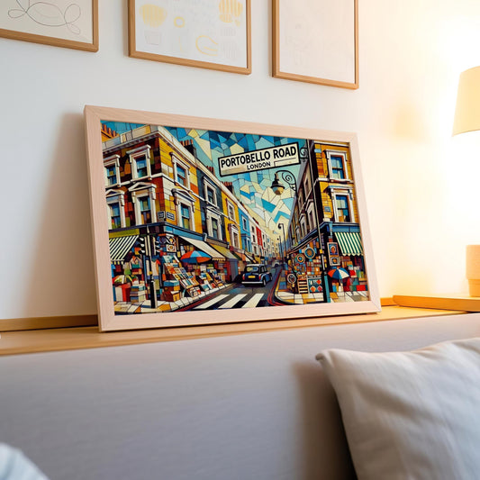 Portobello Road Wall Art - London Travel Print, England Gift, Vintage Style Travel Poster, Housewarming & Home Decor Accent