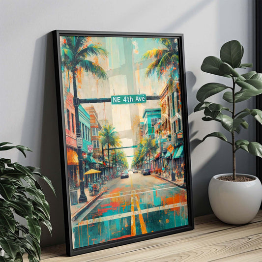 NE 4th Avenue Wall Art - Fort Lauderdale Print, Florida Travel Poster, Coastal Home Decor, Housewarming & Florida Gift Idea