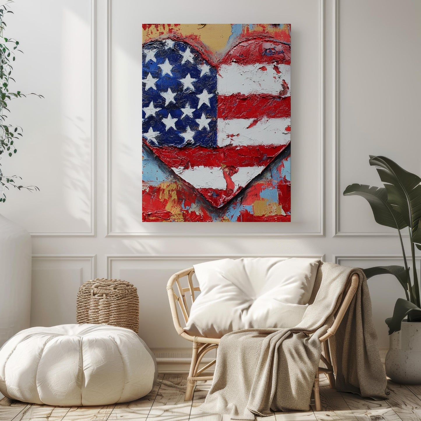 Valentine Patriotic Wall Art | Abstract USA Poster | American Independence Home Decor | United States Artwork